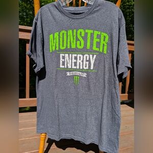 Monster Energy Gray and Green Men's Short Sleeve Tee